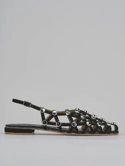 Sandalo tacco 1 cm nero camoscio