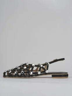 Sandalo tacco 1 cm nero camoscio