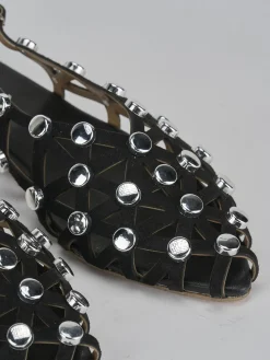 Sandalo tacco 1 cm nero camoscio