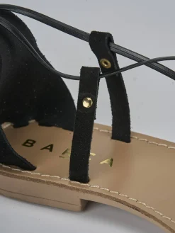 Sandalo tacco 1 cm nero camoscio