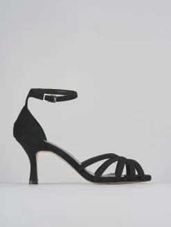 Sandalo tacco 7 cm nero camoscio