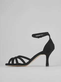 Sandalo tacco 7 cm nero camoscio