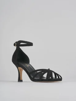 Sandalo tacco 7 cm nero camoscio