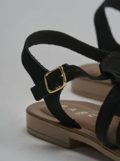 Sandalo tacco 1 cm nero camoscio