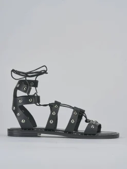 Sandalo tacco 1 cm nero pelle