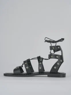 Sandalo tacco 1 cm nero pelle