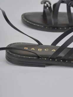 Sandalo tacco 1 cm nero pelle