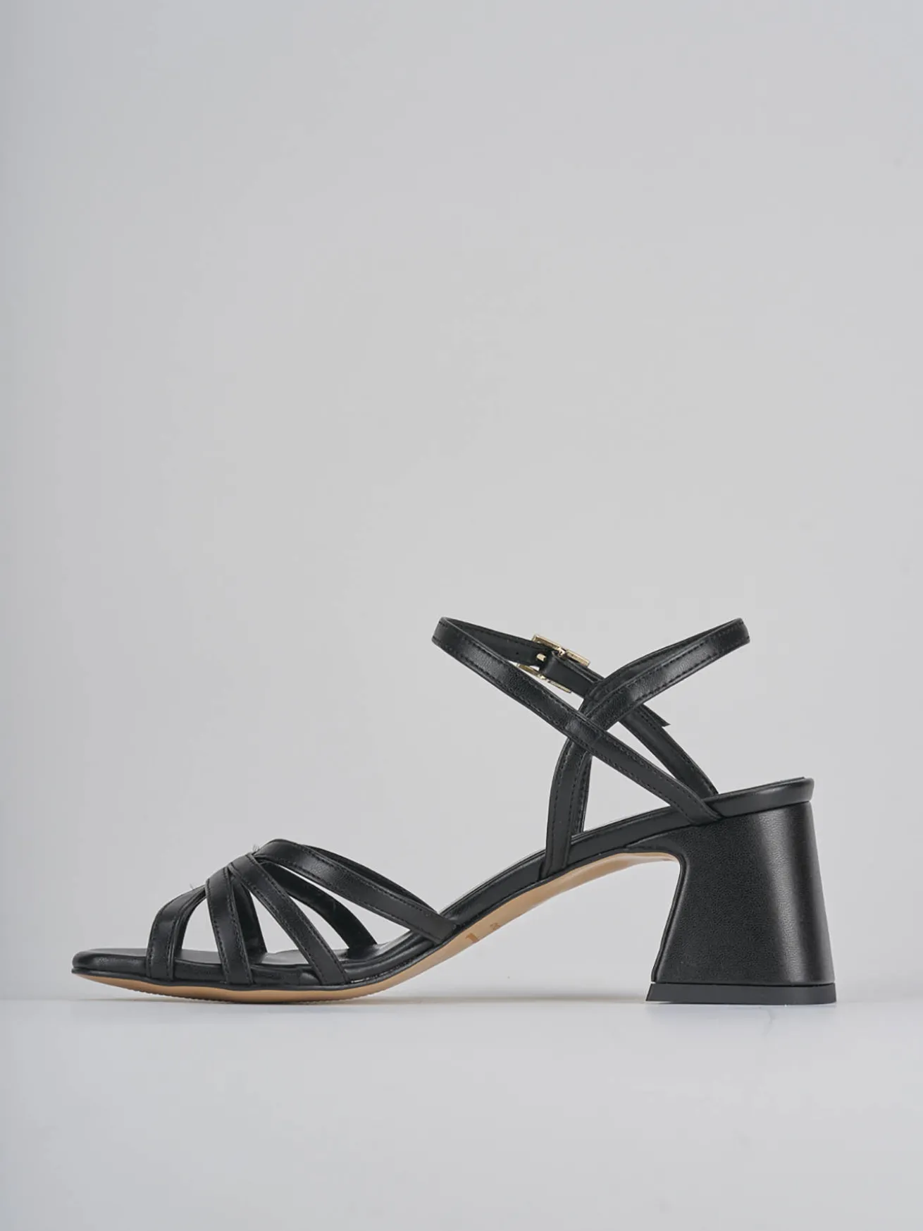 Sandalo tacco 6 cm nero pelle