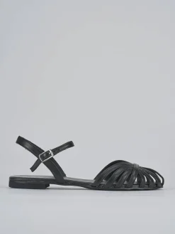 Sandalo tacco 1 cm nero pelle