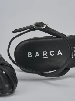 Sandalo tacco 1 cm nero pelle