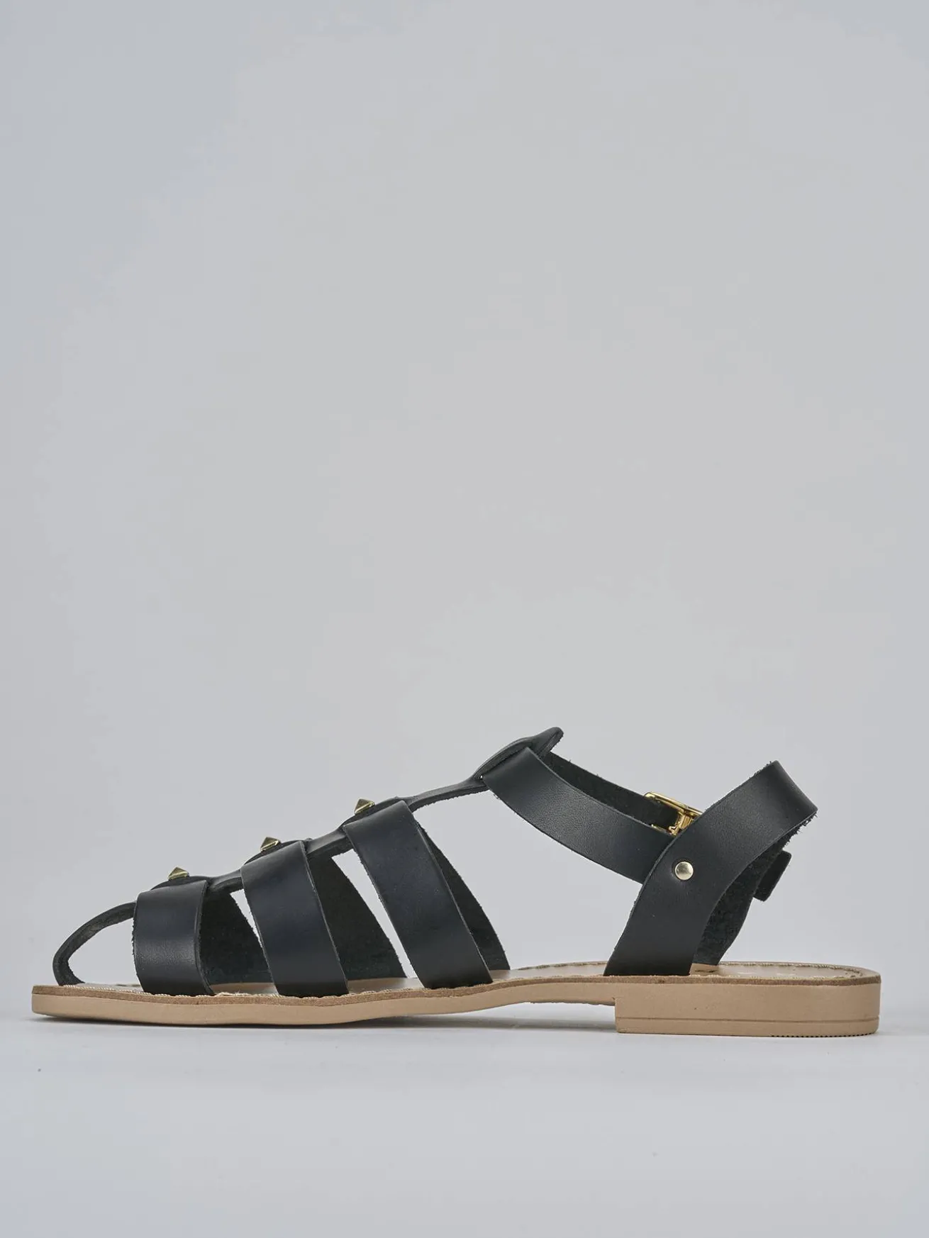 Sandalo tacco 1 cm nero pelle