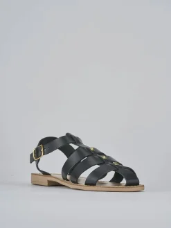 Sandalo tacco 1 cm nero pelle