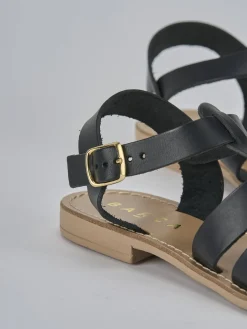 Sandalo tacco 1 cm nero pelle