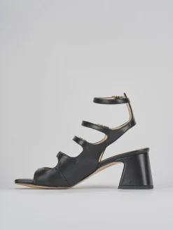 Sandalo tacco 6 cm nero pelle