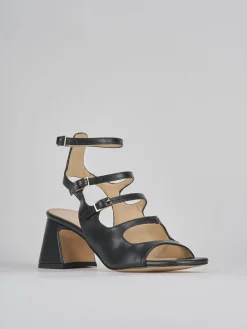 Sandalo tacco 6 cm nero pelle