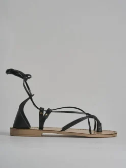 Sandalo tacco 1 cm nero pelle