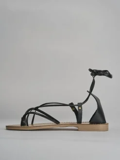 Sandalo tacco 1 cm nero pelle