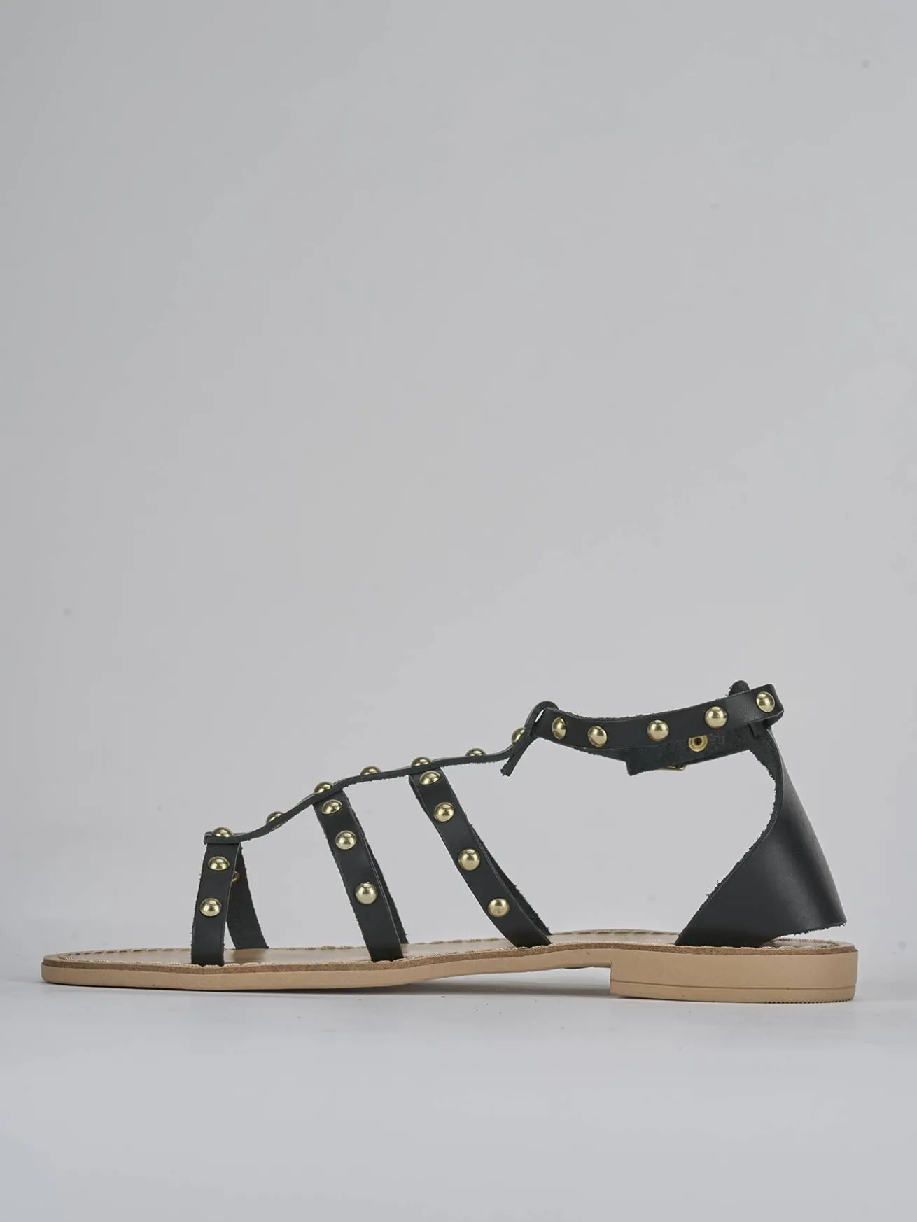 Sandalo tacco 1 cm nero pelle