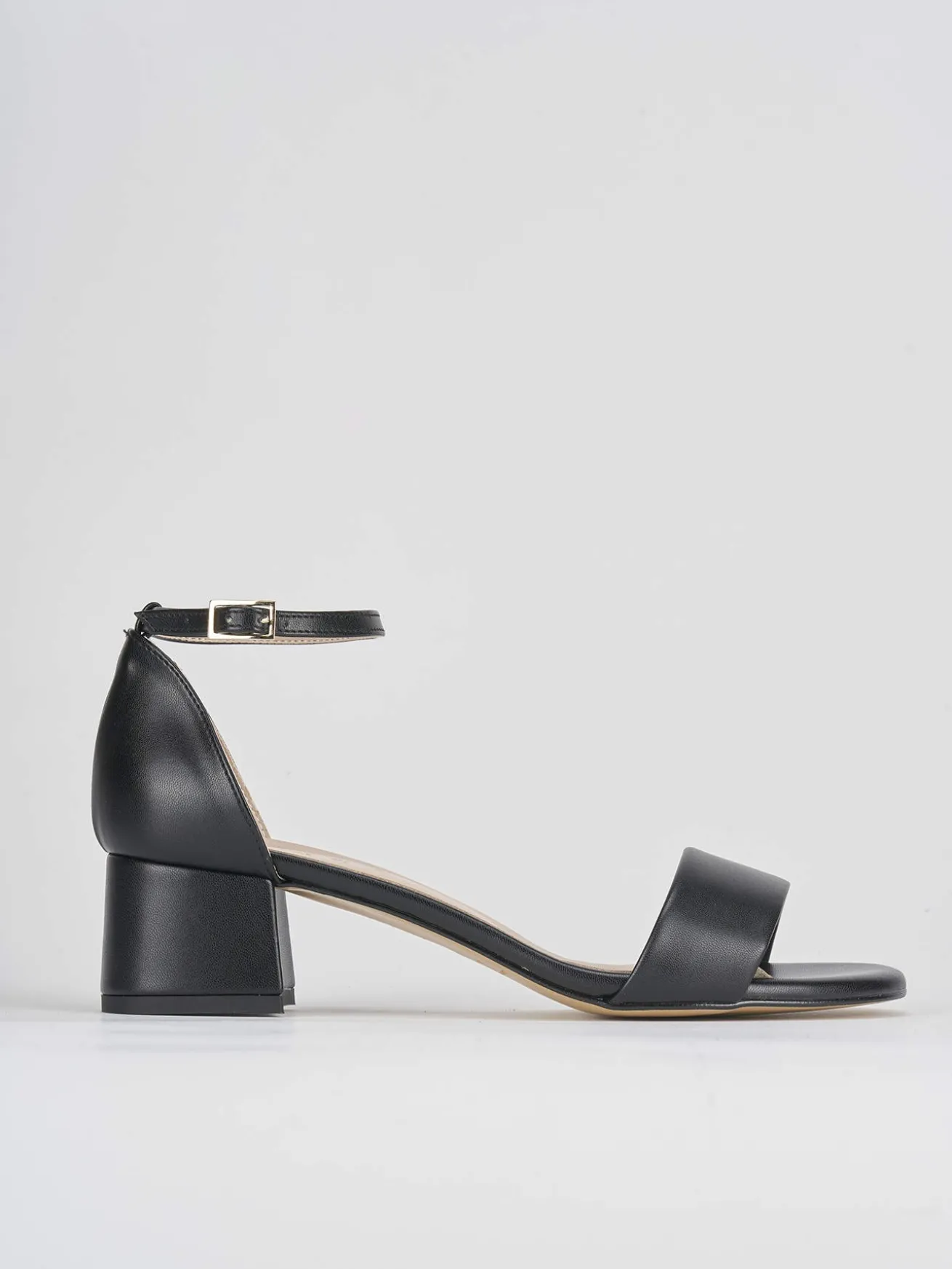 Sandalo tacco 5 cm nero pelle