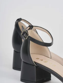 Sandalo tacco 5 cm nero pelle