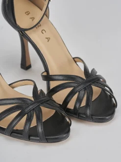 Sandalo tacco 9 cm nero pelle
