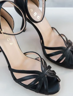 Sandalo tacco 9 cm nero pelle