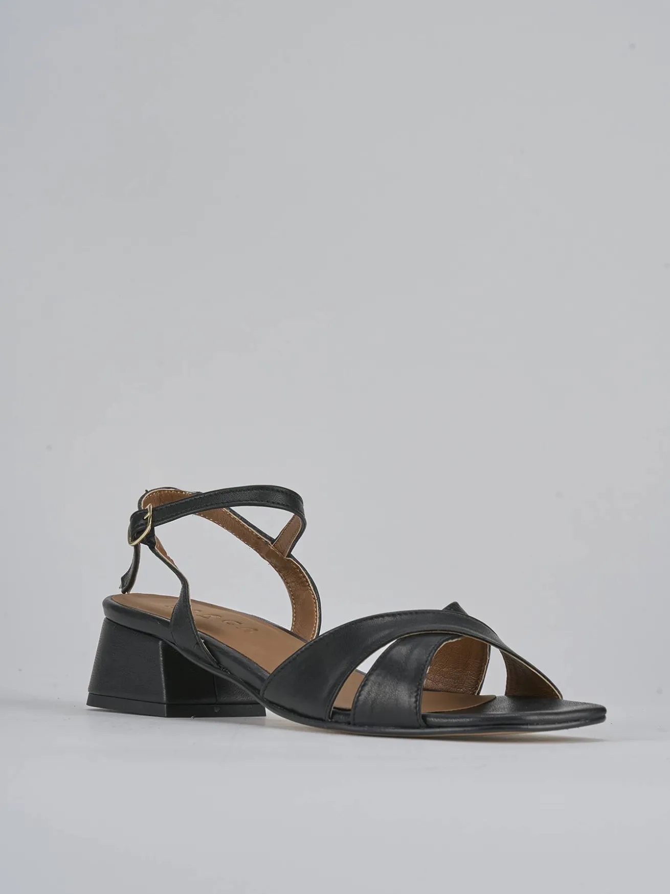 Sandalo tacco 3 cm nero pelle