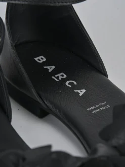 Sandalo tacco 1 cm nero pelle