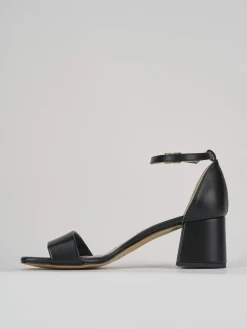 Sandalo tacco 6 cm nero pelle
