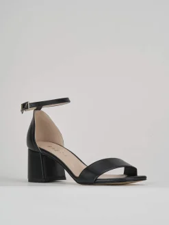 Sandalo tacco 6 cm nero pelle