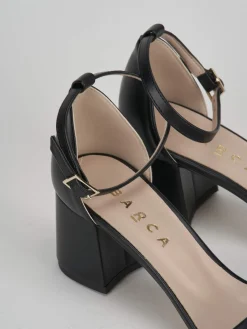 Sandalo tacco 6 cm nero pelle