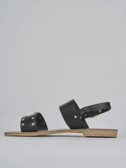 Sandalo tacco 1 cm nero pelle