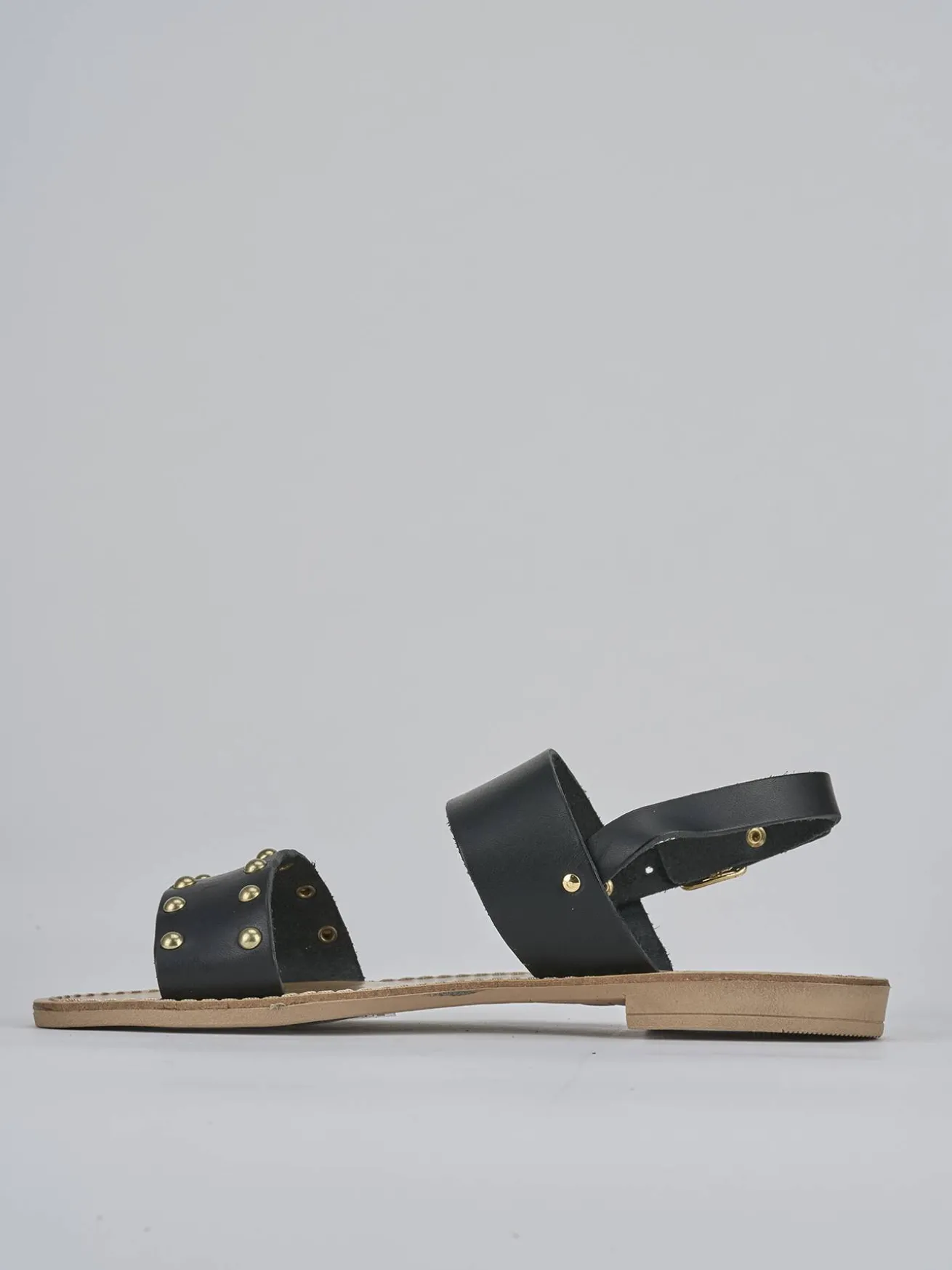 Sandalo tacco 1 cm nero pelle