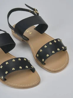 Sandalo tacco 1 cm nero pelle