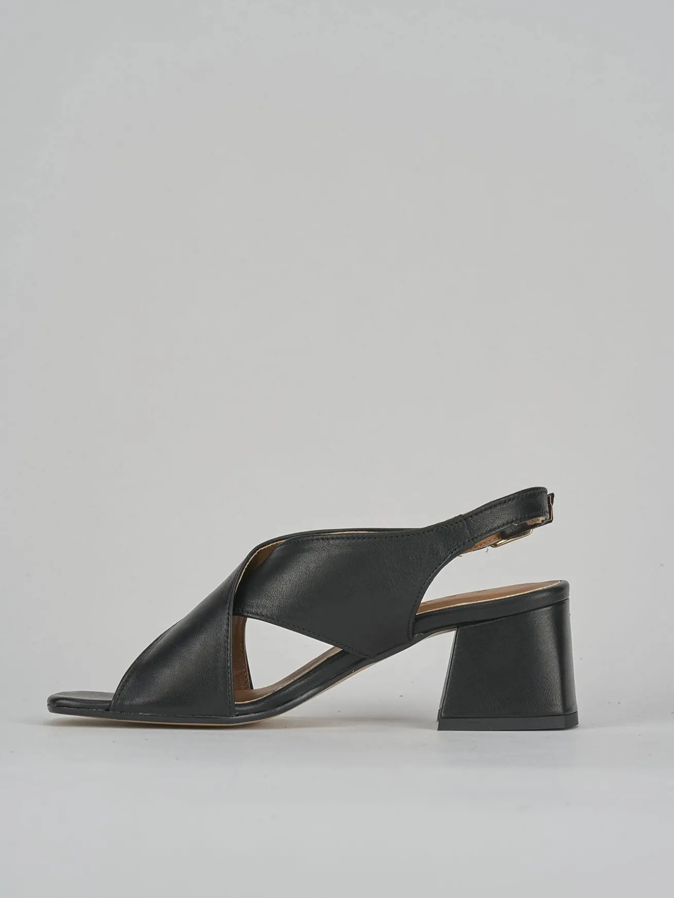 Sandalo tacco 5 cm nero pelle