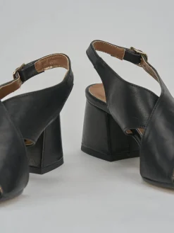 Sandalo tacco 5 cm nero pelle