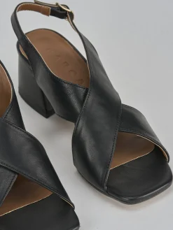 Sandalo tacco 5 cm nero pelle