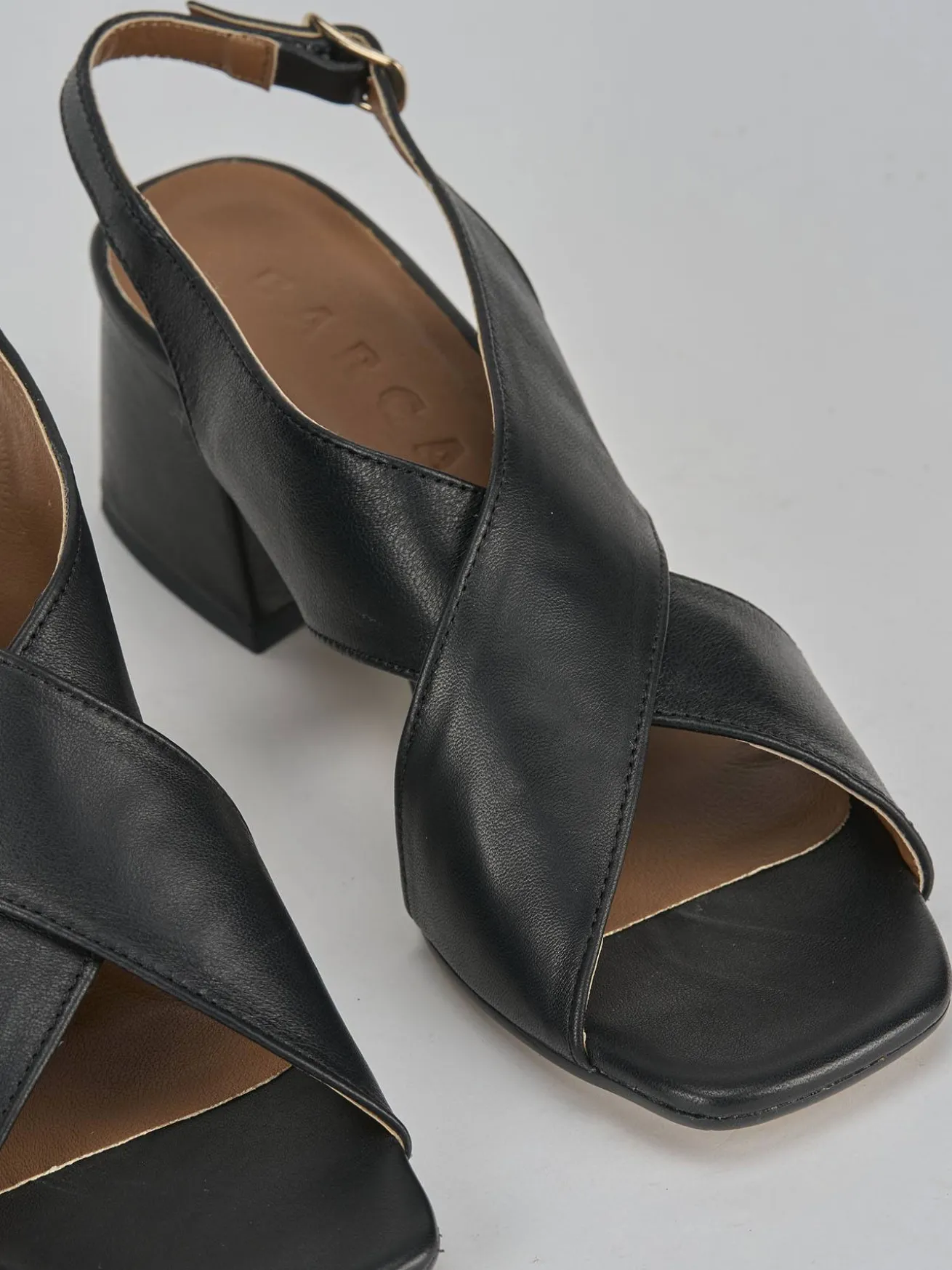 Sandalo tacco 5 cm nero pelle