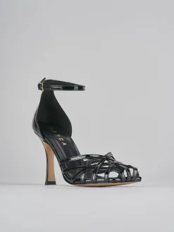 Sandalo tacco 9 cm nero vernice