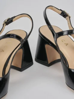 Sandalo tacco 6 cm nero vernice