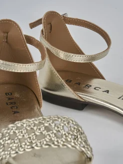 Sandalo tacco 1 cm oro laminato