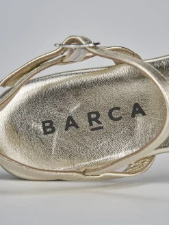 Sandalo tacco 1 cm oro laminato