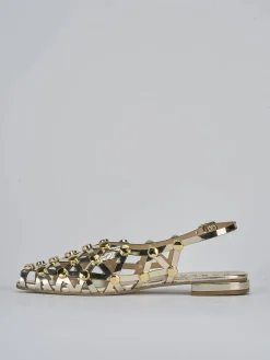 Sandalo tacco 2 cm oro pelle