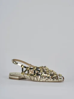 Sandalo tacco 2 cm oro pelle