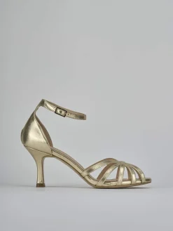 Sandalo tacco 7 cm oro pelle
