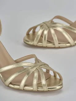 Sandalo tacco 7 cm oro pelle