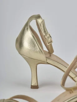 Sandalo tacco 7 cm oro pelle