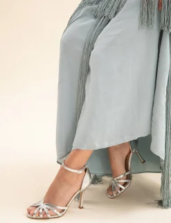 Sandalo tacco 7 cm oro pelle