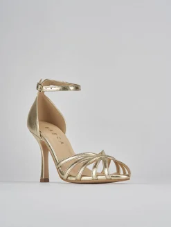 Sandalo tacco 9 cm oro pelle