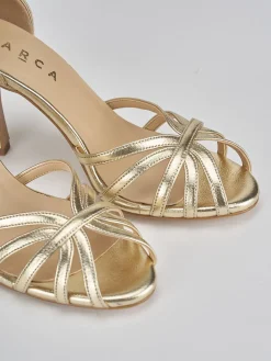 Sandalo tacco 9 cm oro pelle